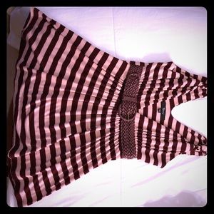 Sky Flirty Tank Style Striped Shirt w/ Belt Detail